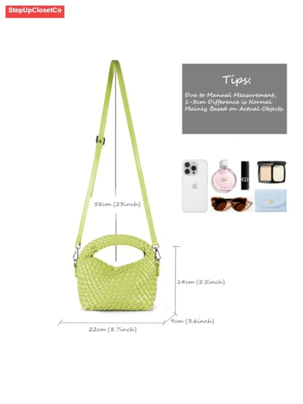 Woven Faux Leather Hobo Handbag with Detachable Crossbody Strap, Small Tote